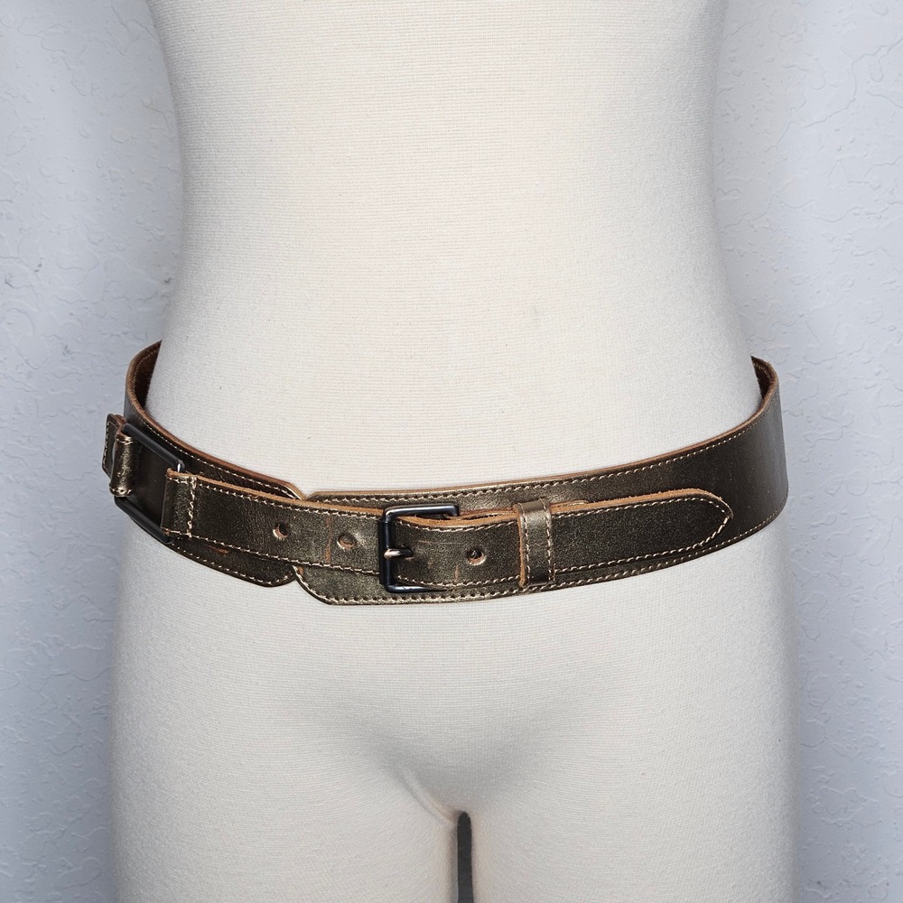 J.‎ Jill Womens Bronze Metallic Genuine Leather Wide Waist Belt Size Small